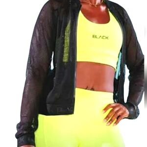 Zip up stylish  black mesh moto jacket with pockets. Size M tic‎ toc